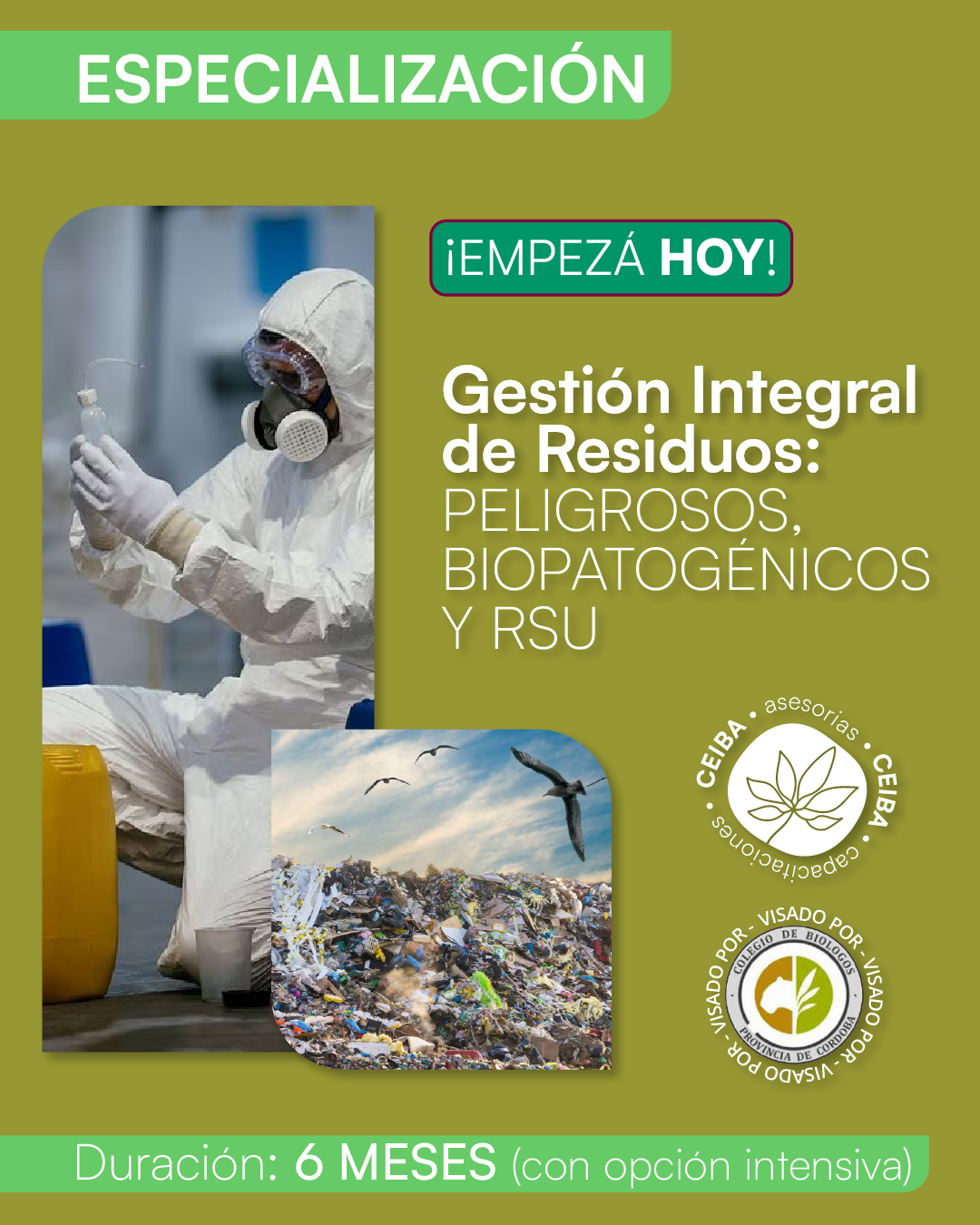 Especialización en Gestión de Residuos Peligrosos Biopatogénicos y RSU